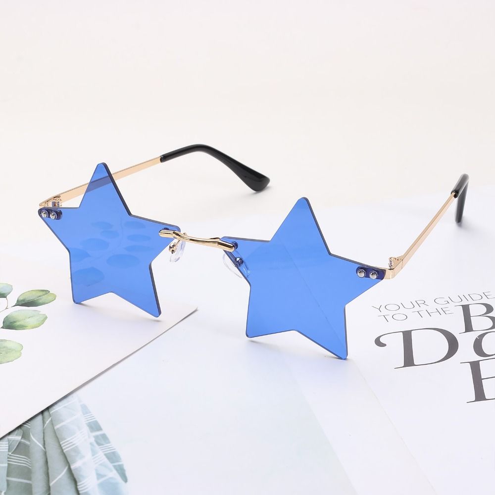 Funny Street Shot Eyewear Star Shape Sunglasses Sun Glasses Pentagram Sunglasses Rimless