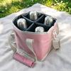 Insulated Drink Carrier Bag, 4 Compartment Tumbler Carrier Caddy, Family Size Drink Bag with Adjustable Shoulder Strap, Drink Caddy Tote for Coffee