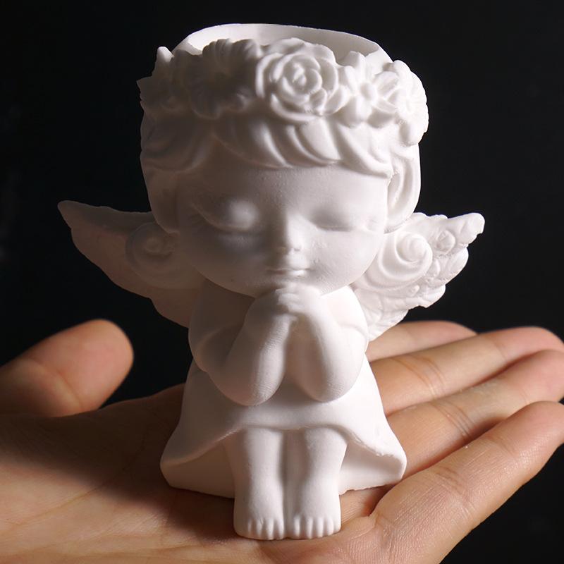 Flower Fairy Mold Angelic Angel Flower Pot Mold Praying Angel Mold Creative For Home Decor Diy Candle Holder Gift Making
