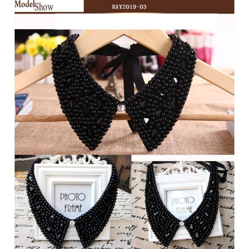 1PCS Lace Collar Flower Decoration DIY Embroidery Pearl Clothes Collar Stereoscopic Hollow Embroidery Fake Collar Wearable Colla