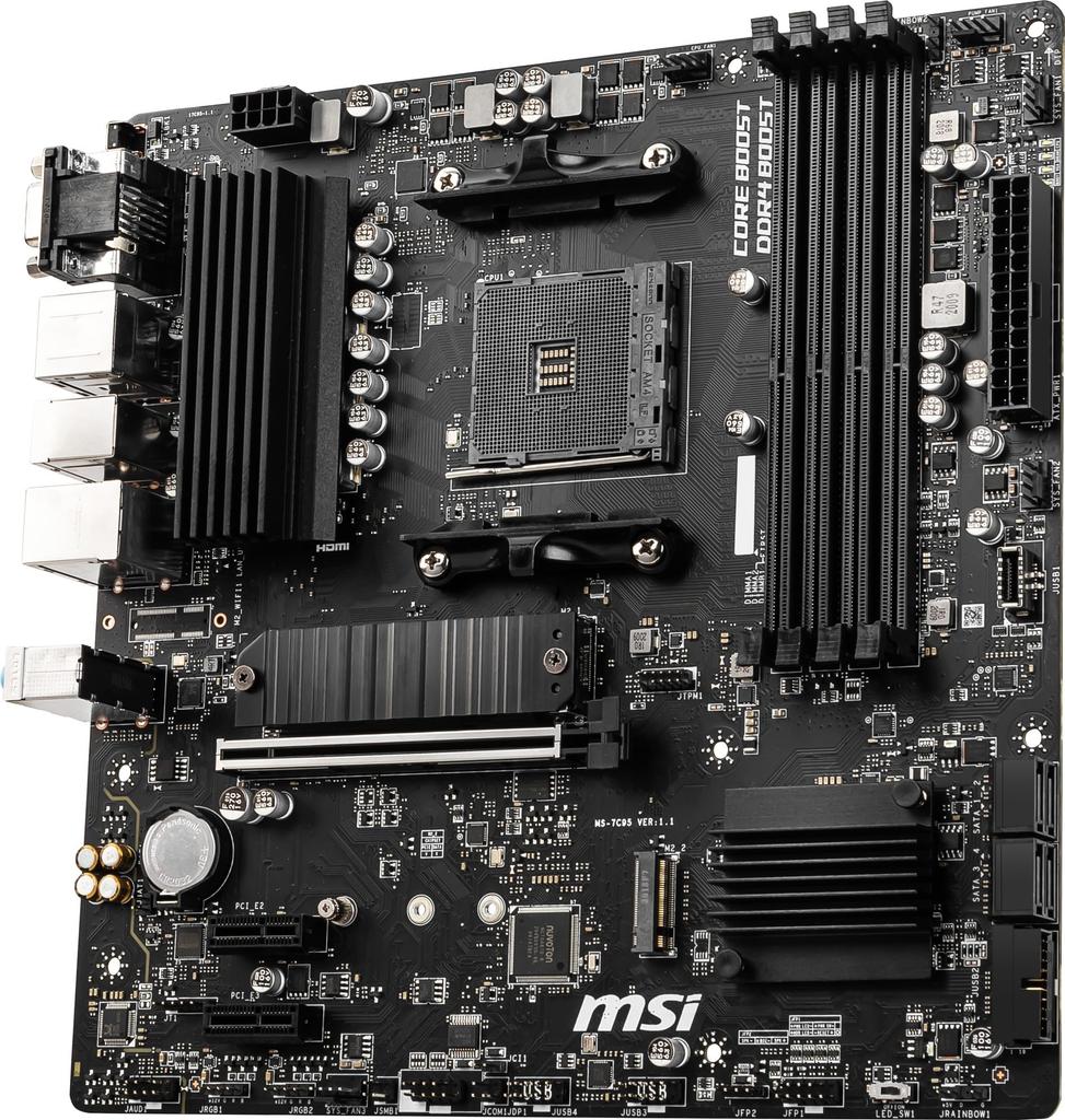 MSI B550M Motherboard Compatible with AMD Ryzen Series Socket and PCIe PRO-VDH Micro-ATX MB6468, 5000/4000G/3000 Processors, AM4, DDR4, 4.0