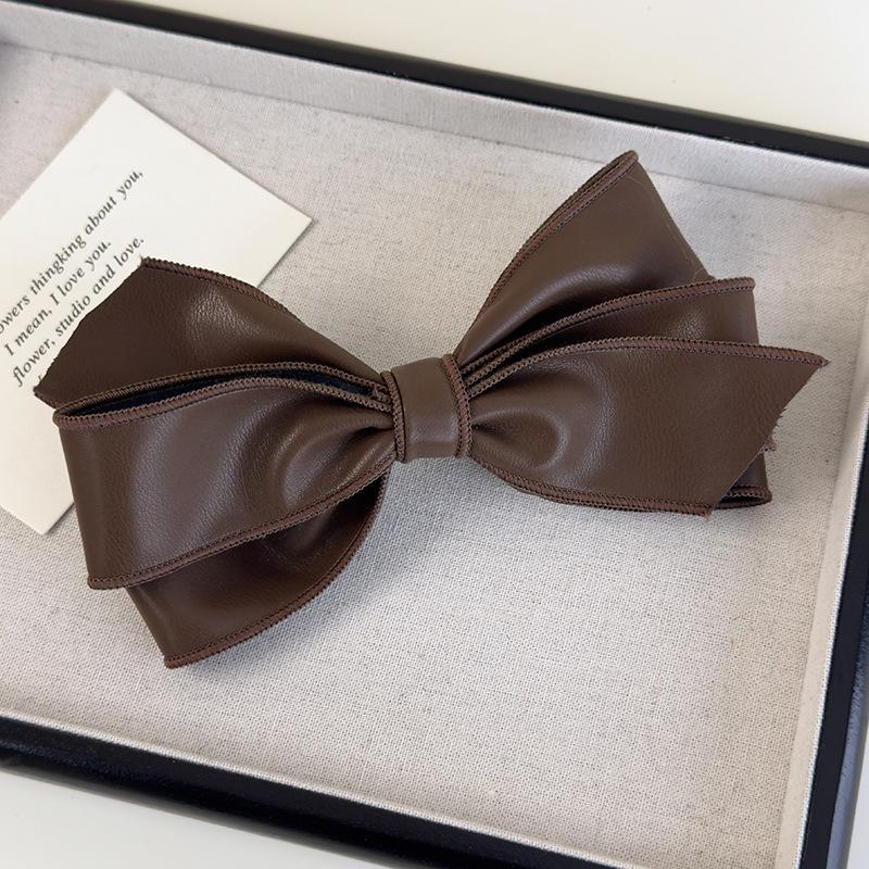 Synthetic Leather Bow Barrettes Women Elegant Ponytail Clip Hairpins Girls Bowknot Hair Clips Fashion Hair Accessories Headwear
