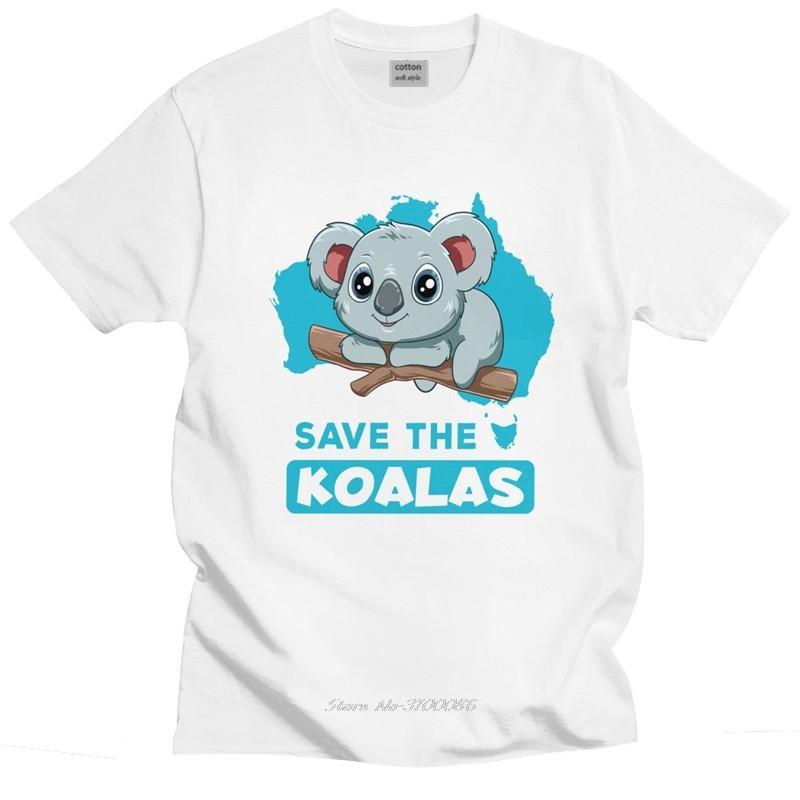 Cool Save The Koalas Tshirt Unisex Round Neck Short Sleeve Koala Bear T Shirt Animal Graphic Tshirt Soft Cotton Slim Fit Tee Tops