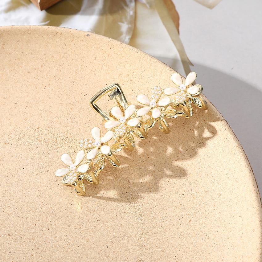 

LEVAO Women Elegant Rhinestone Alloy Hair Claw Metal Flower Fashion Headwear Horsetail Crab Claw Barrettes Hair Accessories