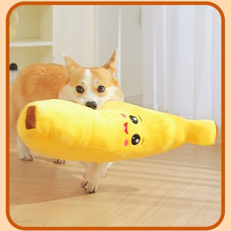 Engaging Noise Producing Banana Fabric Companion Long Banana Safe For Aggressive Chewers