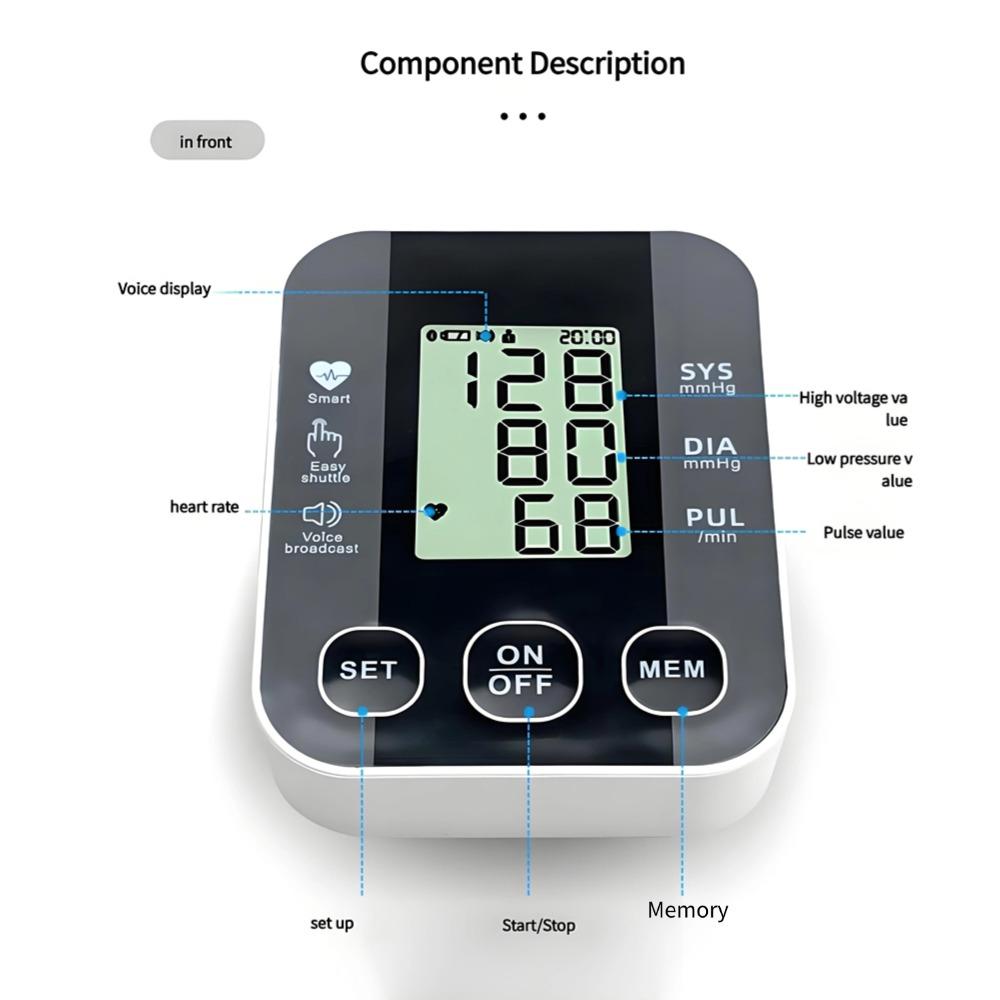 Oberarm Automatisches Blutdruckmessgerät Tragbares Digitales BD Sphygmomanometer Tonometer Tensiometer Herzfrequenz Pulsmesser für Dualen Benutzer Gesundheitswesen