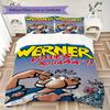 Werner Comic Pattern Bedding uilt Set uilt Cover Pillowcase Home Decoration Birthday Gift (1 * duvet cover + 2 * pillowcase without core)245