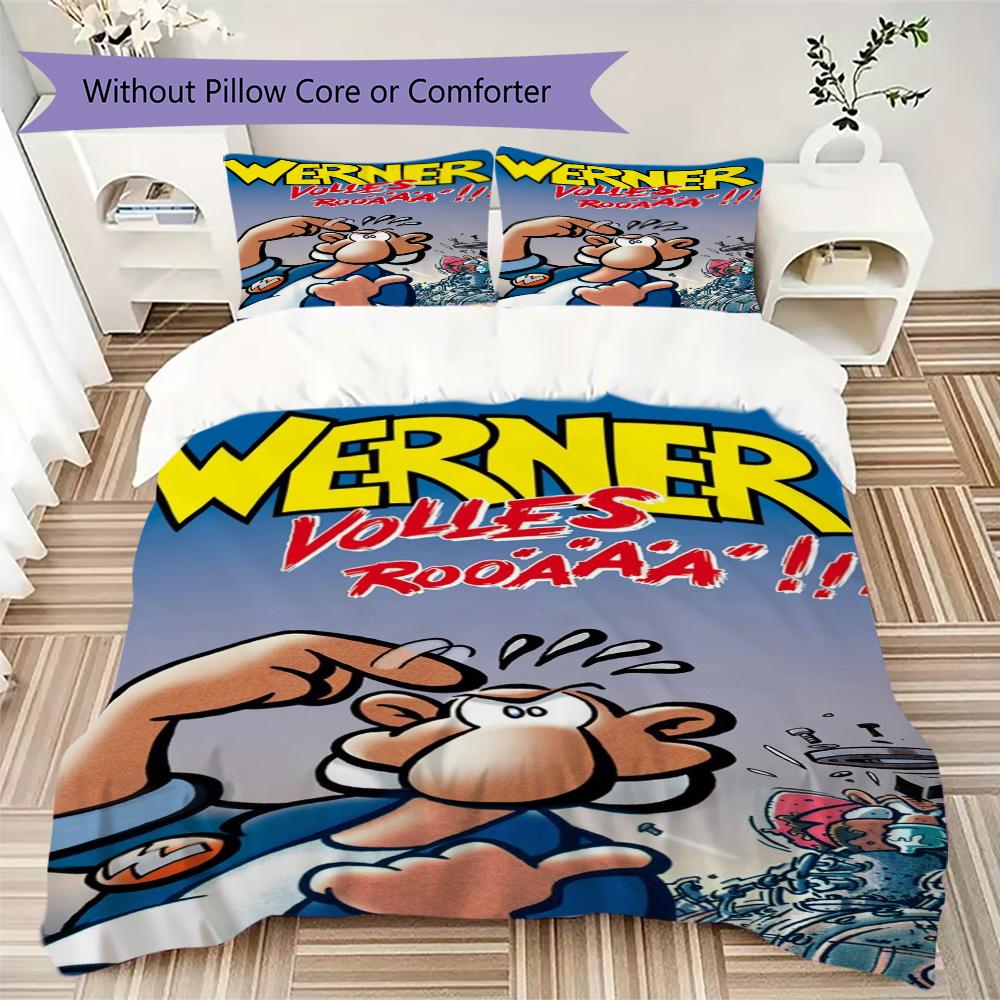 Werner Comic Pattern Bedding uilt Set uilt Cover Pillowcase Home Decoration Birthday Gift (1 * duvet cover + 2 * pillowcase without core)245
