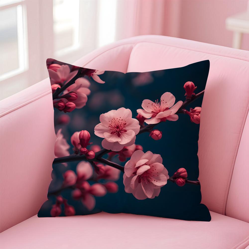 Cherry Blossom Cushion Cover Linen Cushion Cover Soft Decorative Case For Sofa Home Decor