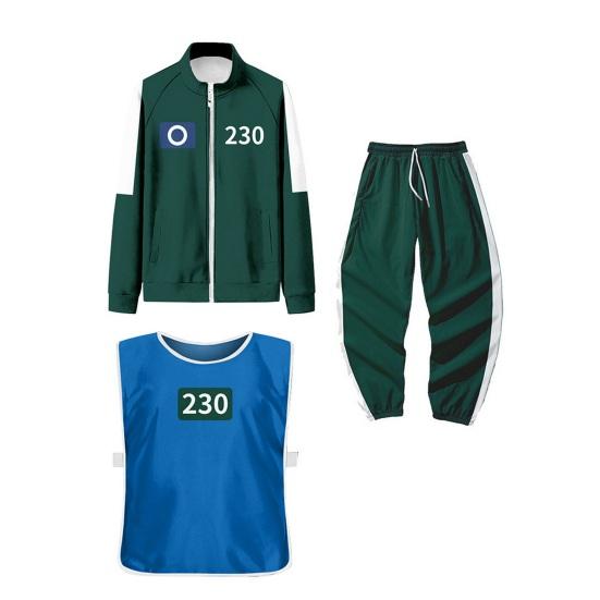 3 Pcs/Set Cosplay Costume Zip-up Sweatshirt Jacket Drawstring Pants with Vest Korean Game Tracksuit Set for Women Men Sports Running Gym