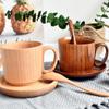 Wood Coffee Cups Elegant Handmade Wooden Mugs Eco-Friendly Wood Drinking Cup with Handle for Coffee Tea Water Juice Milk