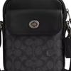 Coach Turnlock 15 Logo Print Smooth Calfskin Mini Shoulder Crossbody Bag Men bags Charcoal Black CAJ30-QBMI5