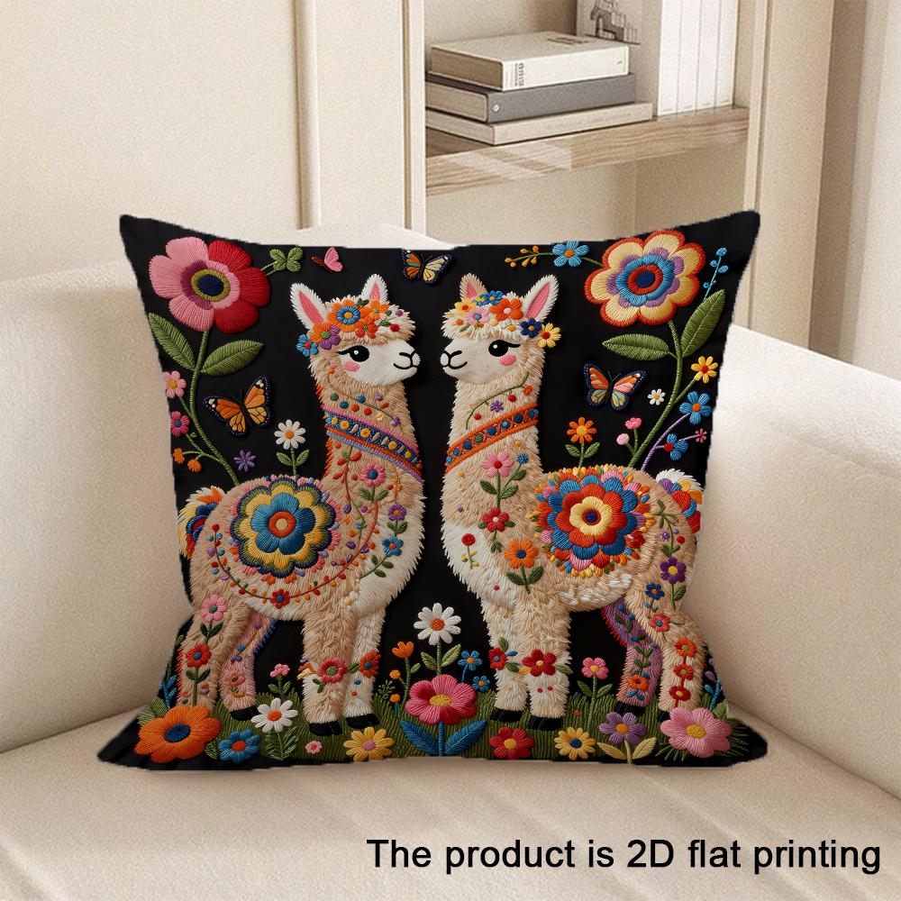 1Pc Adorable 2D Flat Printed Animal Themed Pillow Covers Sofa Cushion Cover Home Bedroom Room Decoration
