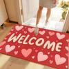 Valentine's Day Welcome Holiday Theme Non-Slip Floor Mat Washable Decorative Area Rug for Home Entrance Outdoor Courtyard