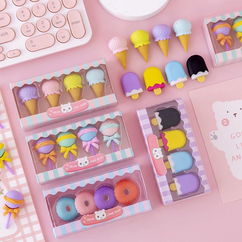 Detachable Cartoon Dessert Eraser - Cute, Creative Kindergarten Gift, Erases Cleanly