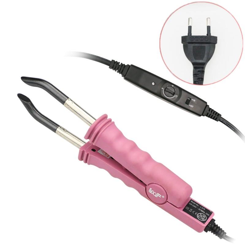 Żelazko do przedłużania włosów ze stałą temperaturą, łączenie keratynowe, zgrzewarka termiczna, narzędzia do stylizacji i pielęgnacji włosów, kolor różowy i czarny