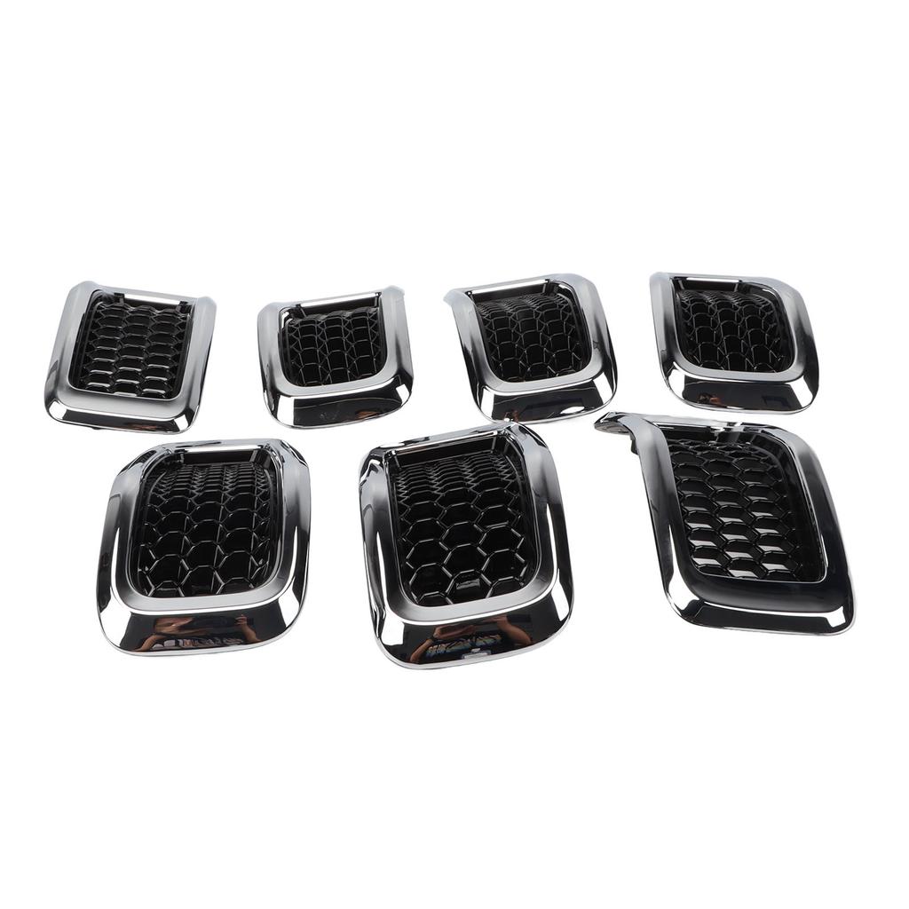 7Pcs Front Grille Cover 68303626AA Front Bumper Hood Grille Vent Insert Cover for Cherokee 2014 to 2018