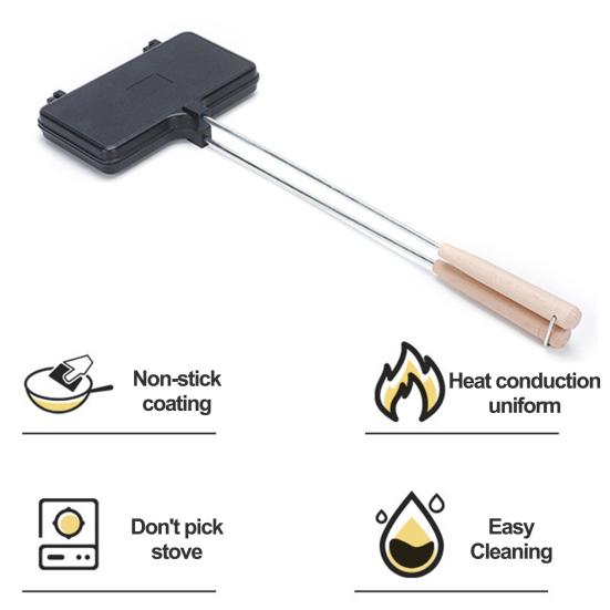 Long Handle Sandwich Pan Aluminum Alloy Double Pie Cooker Portable Campfire Sandwich Maker Mountain Pie Maker Camping Cookware