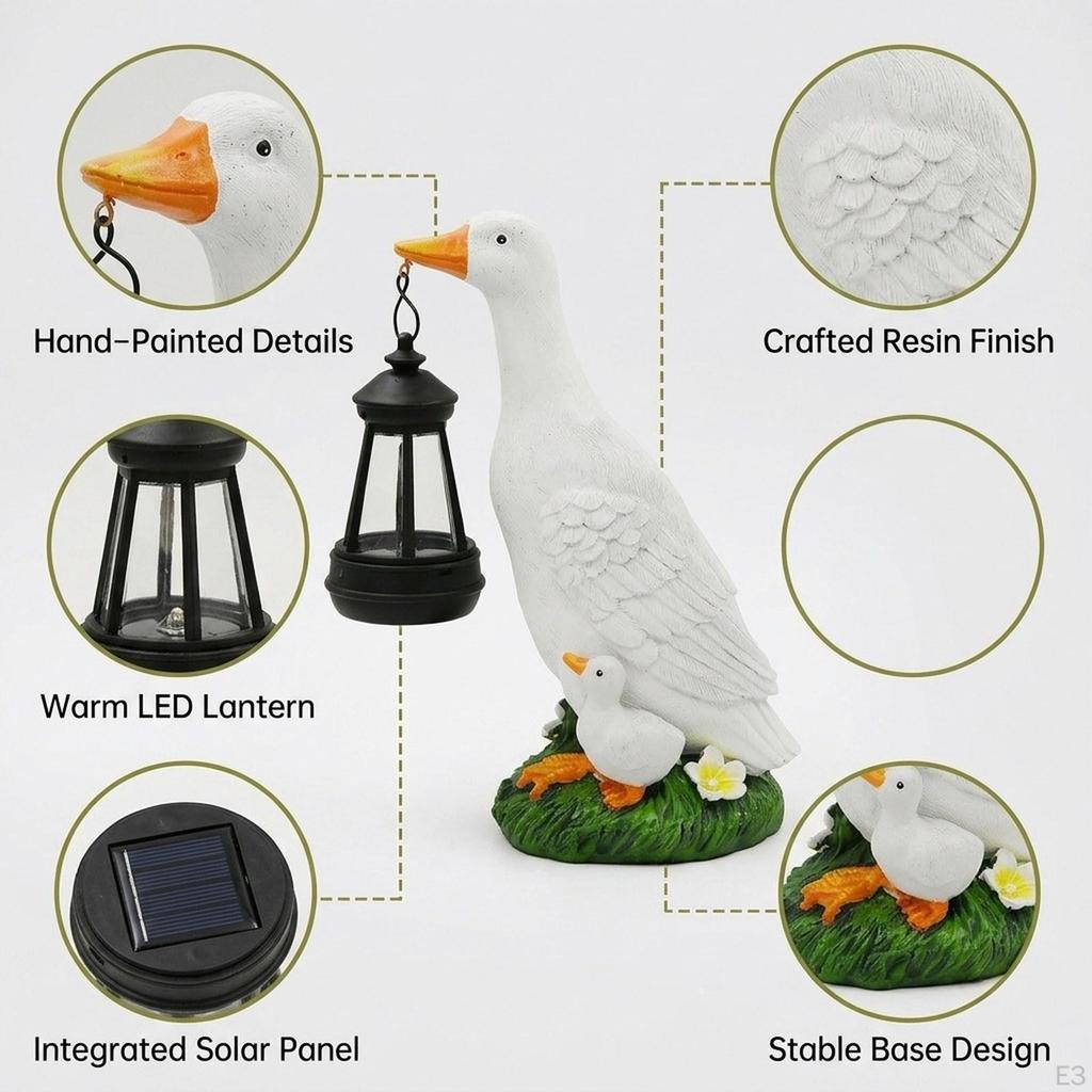 Garden Statue Figurine Lights with Solar Lantern Home Decor Crafts Cute for Balcony