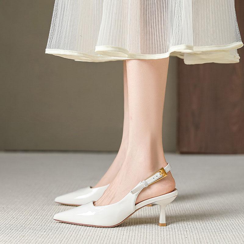 French High Heels for Women, Slim Heels, Spring/summer 2025 New Style, Pointed Buckle with Toe Closure, Sandals with Empty Back