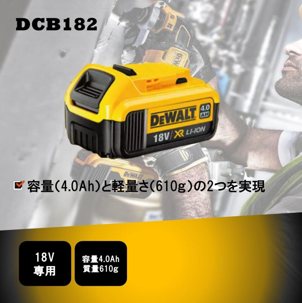 DeWalt Compatible Power Tool Parts Accessories 18V DCB182 & Lithium-Ion Battery, 4.0Ah,