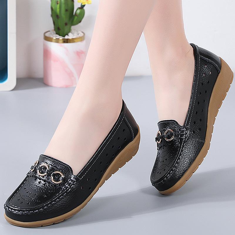 Woman Shoes Breathable Leather Shoes For Women Low Heels Casual  Mujer Elegant Heel Women's Shoes Flats Female Footwear