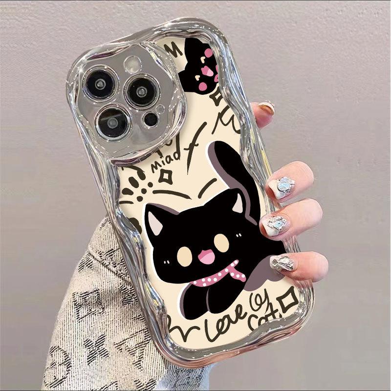 

Electroplating Cartoon Black Cat Suitable for Apple 16 Mobile Phone Case New Iphone15promax Anti Fall 13 Personality 14 Apple 12