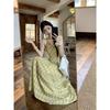 Neck Skirt Dress Women's Summer New Suspender Skirt Yellow Plaid Waist Halter South East Asia Europe and America