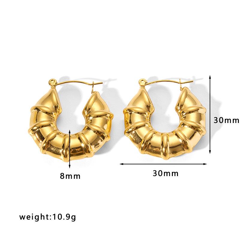 Gold Color Stainless Steel Hoop Earrings For Women Ear Drop Stud