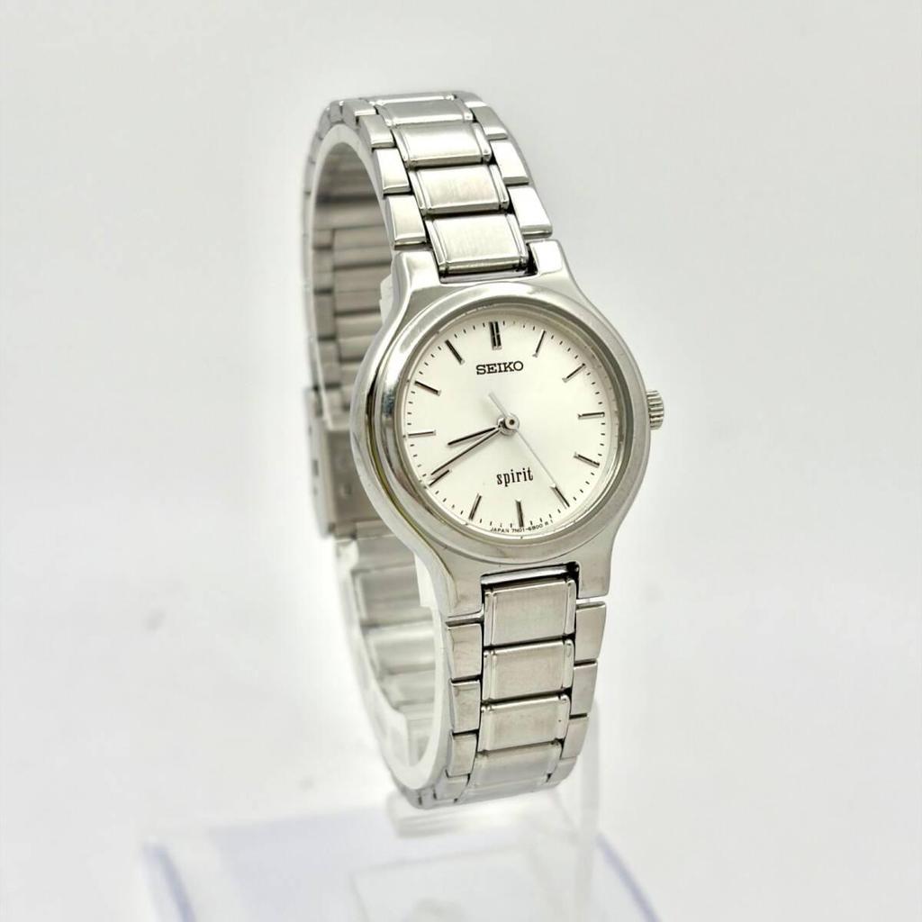Used [New Battery] SEIKO SPIRIT Ladies Watch Silver 7N01-6A80 420029 Genuine Belt