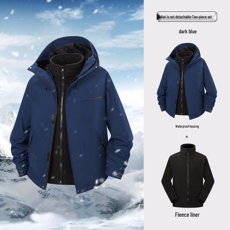 Unisex 3-in-1 Windproof Waterproof Mountaineering Jacket with Fleece Liner for Autumn and Winter