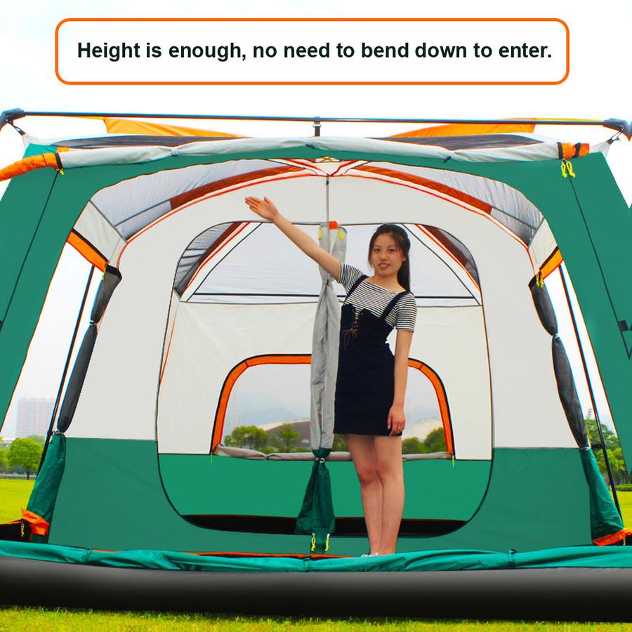Tragbares Campingzelt Outdoor 3-4 Personen Zelt mit Überzelt und zwei Räumen, Atmungsaktives großes Zelt Set