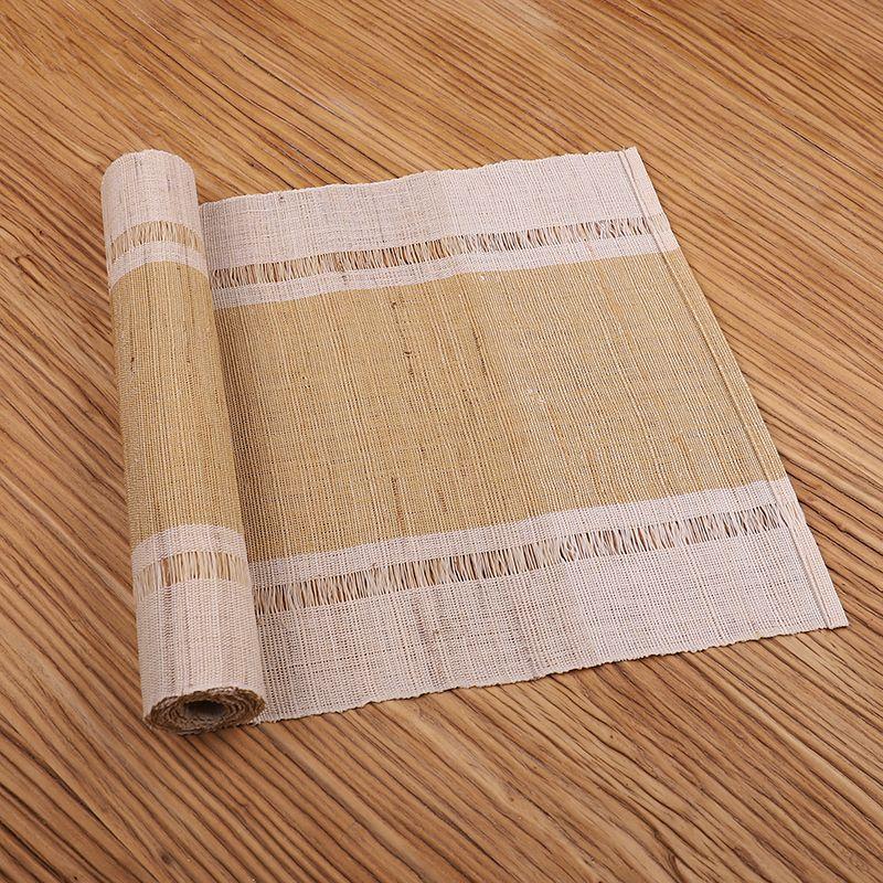 

Japanese Solid-Color Ramie Table Runner Cotton Linen Fabric Tea Table Blue Tea Mat Red New Chinese Modern Simple Tablecloth Mustard yellow wide 25cm 50cm long