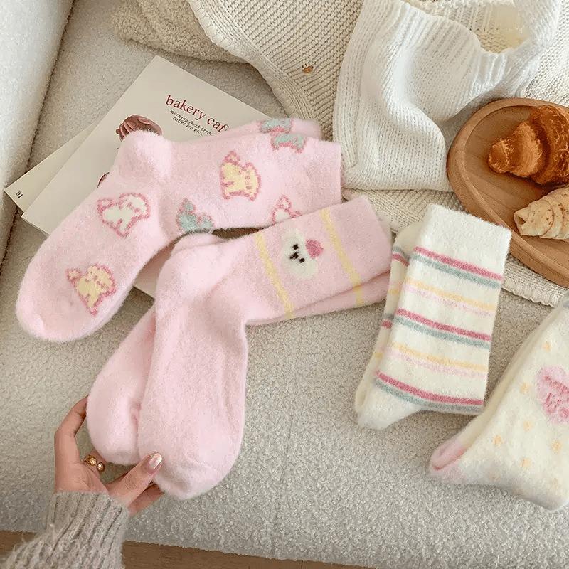 Winter cute plush socks women's plush thickened warm plush socks home tube socks Australian plush floor sleeping socks