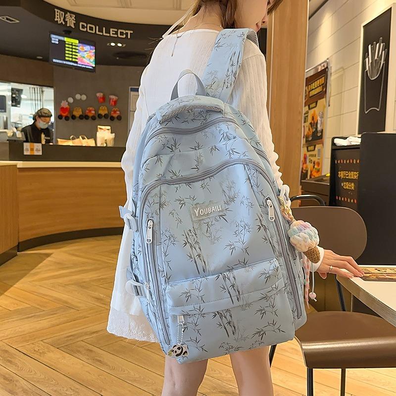 High Value Medium Fresh and Sweet Bamboo Backpack Junior High School Students Lightweight Simple Large Capacity Backpack