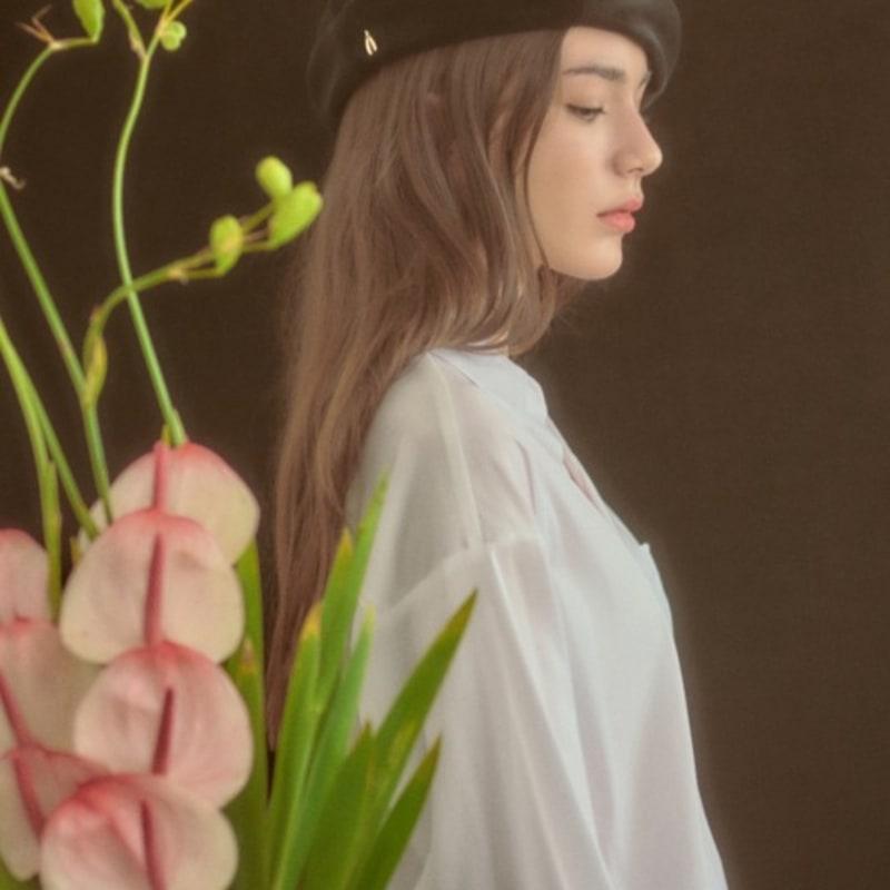 SHINJEO Velvet Beret _ Black