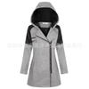 Autumn and Winter New Oblique Zipper Hooded Woolen Trench Coat Medium and Long Thickened Warm Jacket Cotton Clothes Women's Coat
