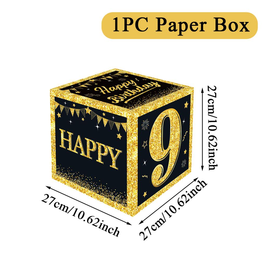 Black Gold Birthday Number Box Happy DIY 0-9 Birthday Party Decoration Kids Adults Birthday Party 18 30 40 50 Anniversary Decor