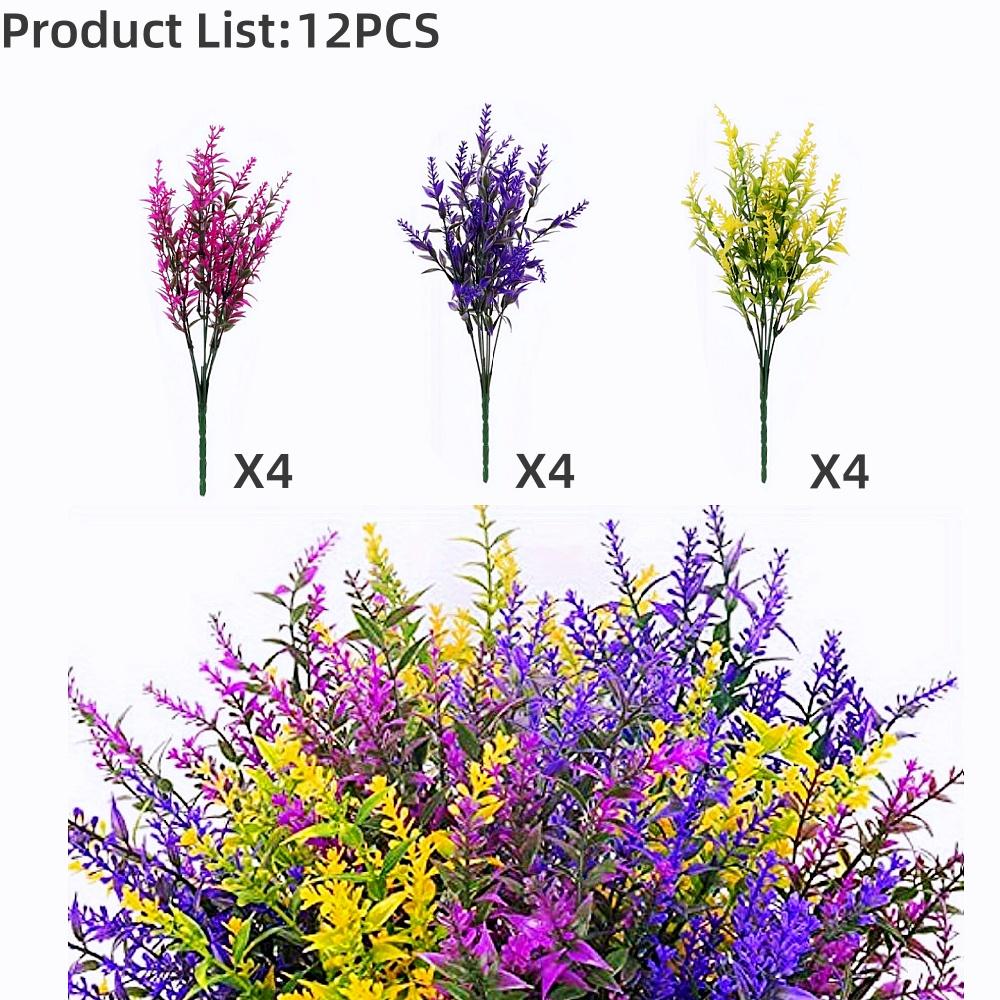 

8/12pcs Artificial Lavenders, Plastic Simulation UV ResistantOutdoor Flowers Decor Flower, FakePlants for Home Garden Porch Dec