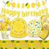 Children'S Summer Party Birthday Tableware Lemon Fruit Plate Flag Disposable Tablecloth Paper Cup Paper Plate Paper Towel