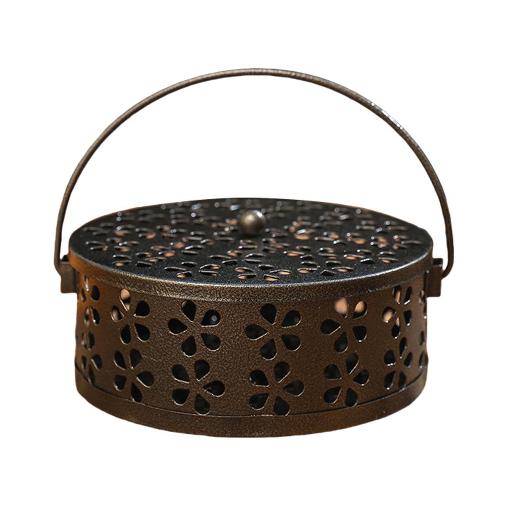 Iron Mosquito Coil Box Mosquito-repellent Household Decor Mosquito Cover Burner Incense Sandalw Q8Q9