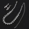 Bröllopstillbehör Tredelat Bröllopsmode Full Diamant Zirkon Vattendroppe Halsband Örhängen Bröllopstillbehör