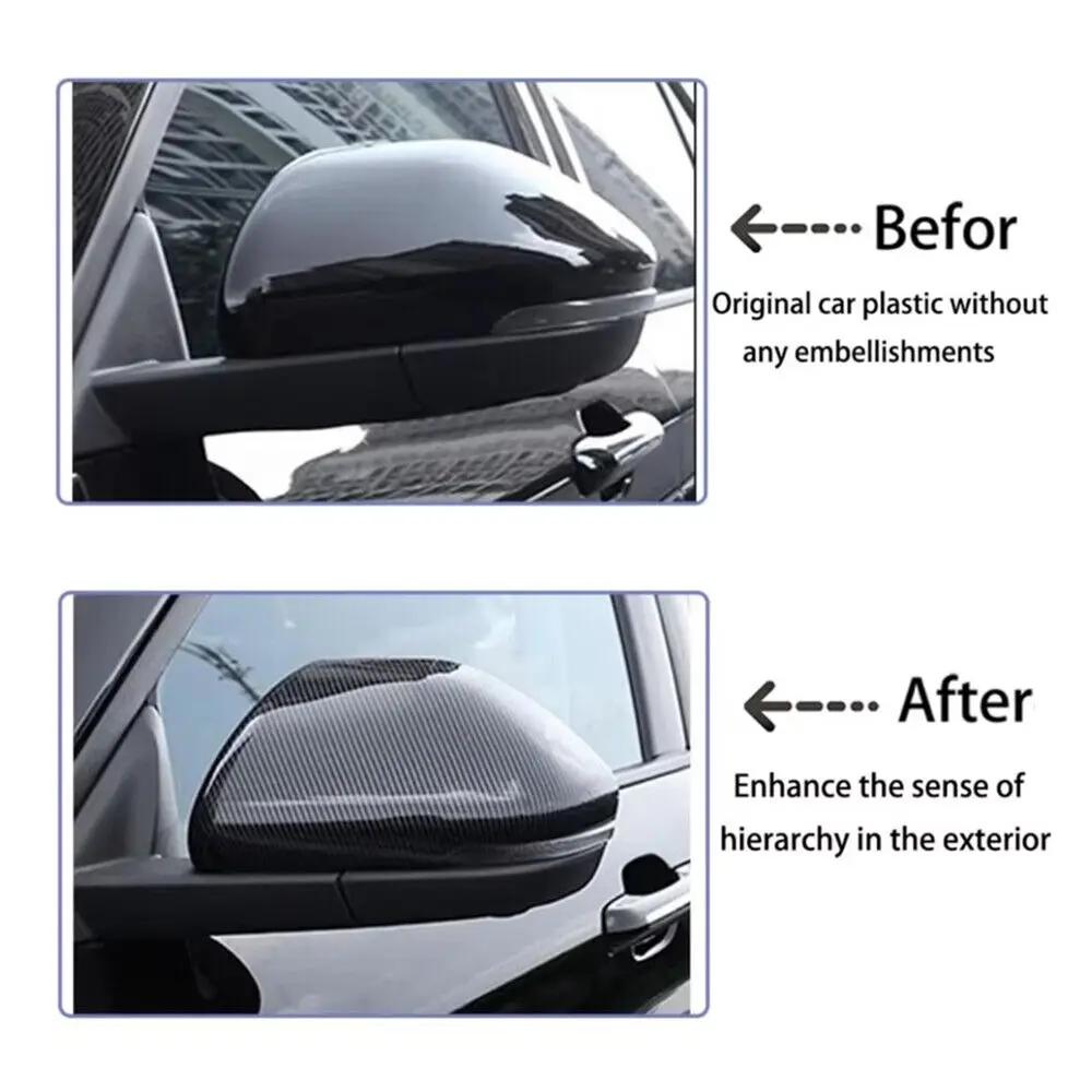 For LHD Ford Explorer 2020-2025 Car Sticker Rearview Side Mirror Cover Wing Cap Exterior Door Rear View Case Trim Carbon Fiber