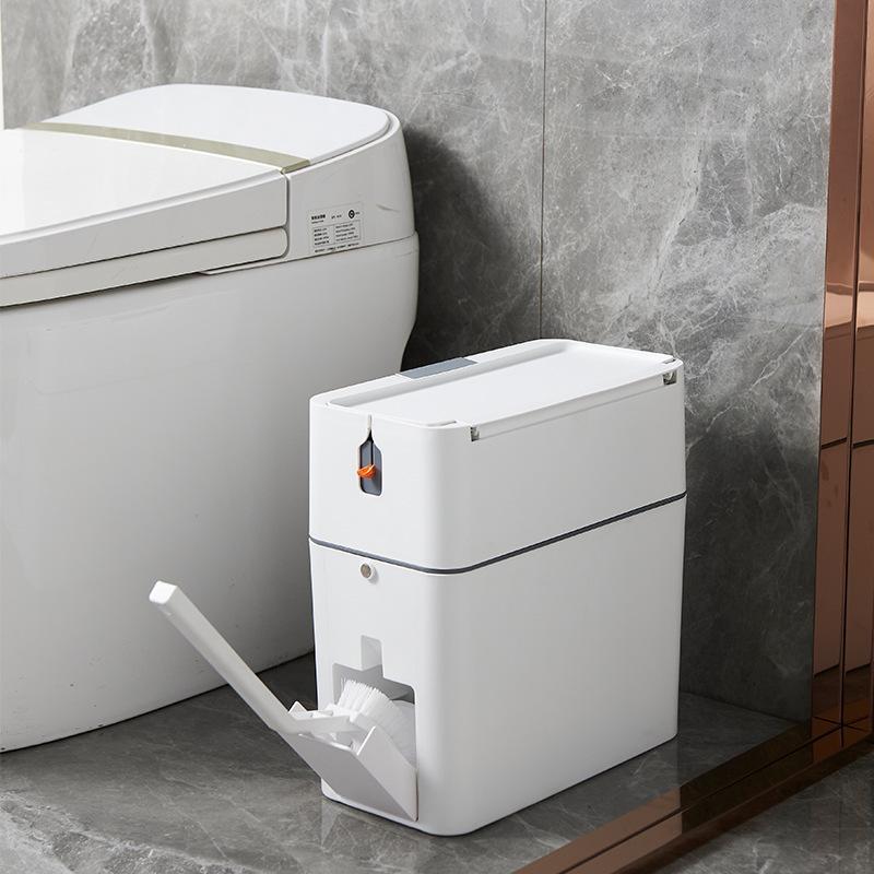 Bathroom Waste Bins Toilet Pressing Trash Can Large Capacity Waste Bin Modern Multifunctional Trash Can with Toilet Brush