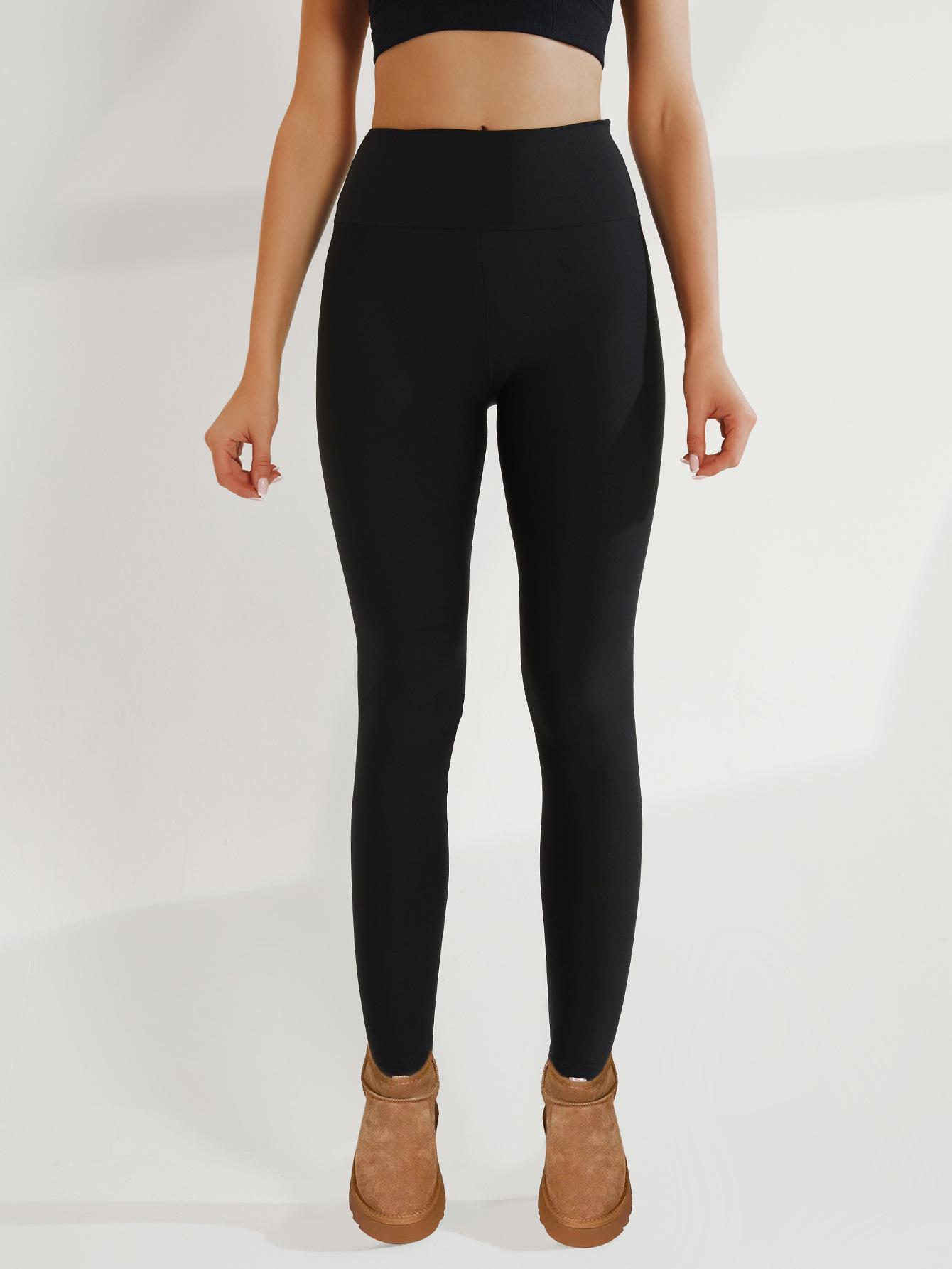 

Женские леггинсы для йоги с высокой талией, контролем живота и не просвечивающие Small чёрный