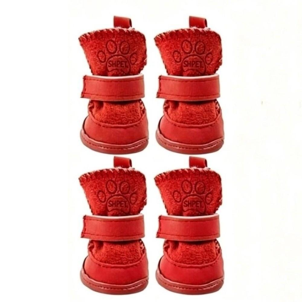 4PCS/SET Thickened Pet Snow Boots Warm Dog Cotton Shoes Dog Footwear Winter Dog Snow Boots Winter