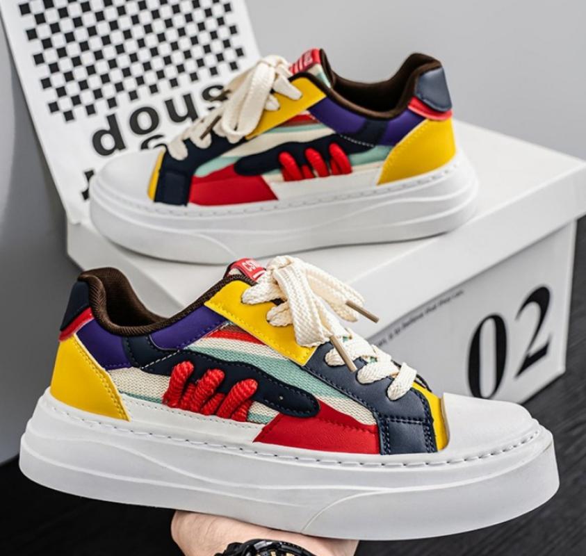 New Color Blocked Men'S Board Shoes Youth College Style Men'S Sports Shoes Spring And Autumn Single Shoes