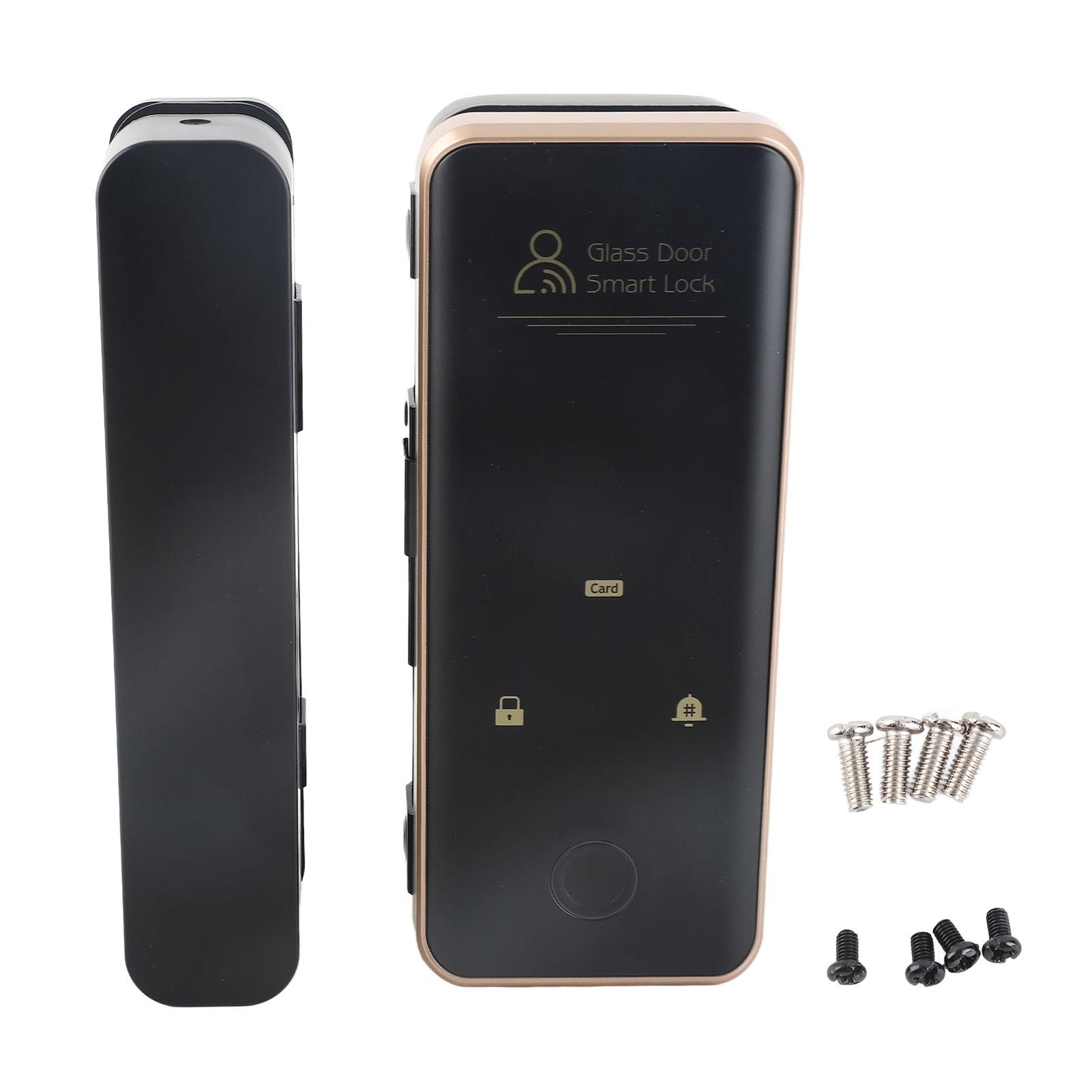 Smart Glass Door Safety Lock Glass Door Fingerprint Password Lock Keyless Door Entry Lock with Attendance for Home Office чёрный