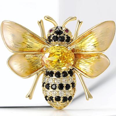 Crystal Honeybee Brooch Pin Rhinestone Bee Brooches Gold Tone Jewelry Gift Party