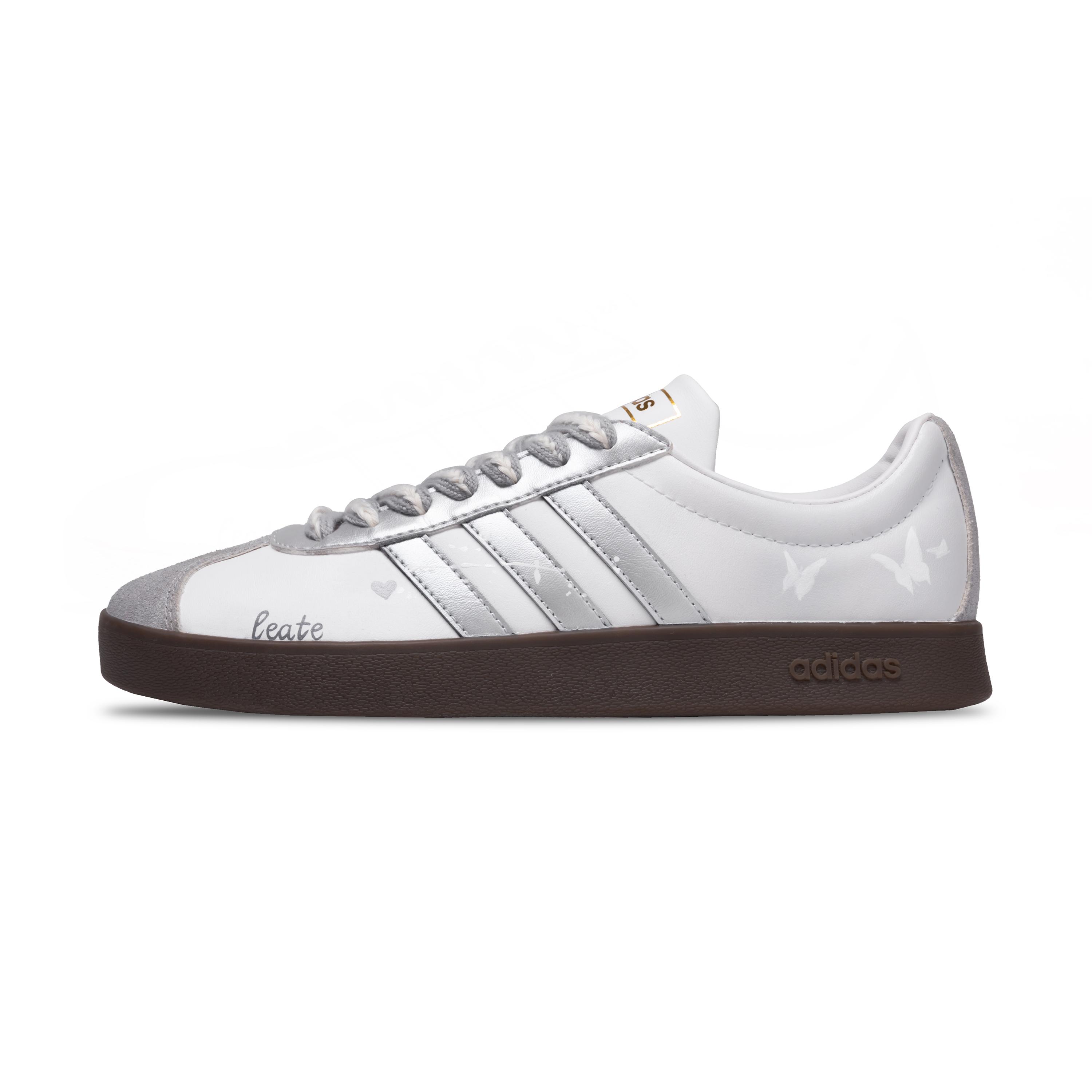 

Adidas Neo VL Court 2.0 Silver Butterfly Abrasion Resistant Low top Skateboard Shoes Unisex Silver White ID6015(Team348-) 35⅔